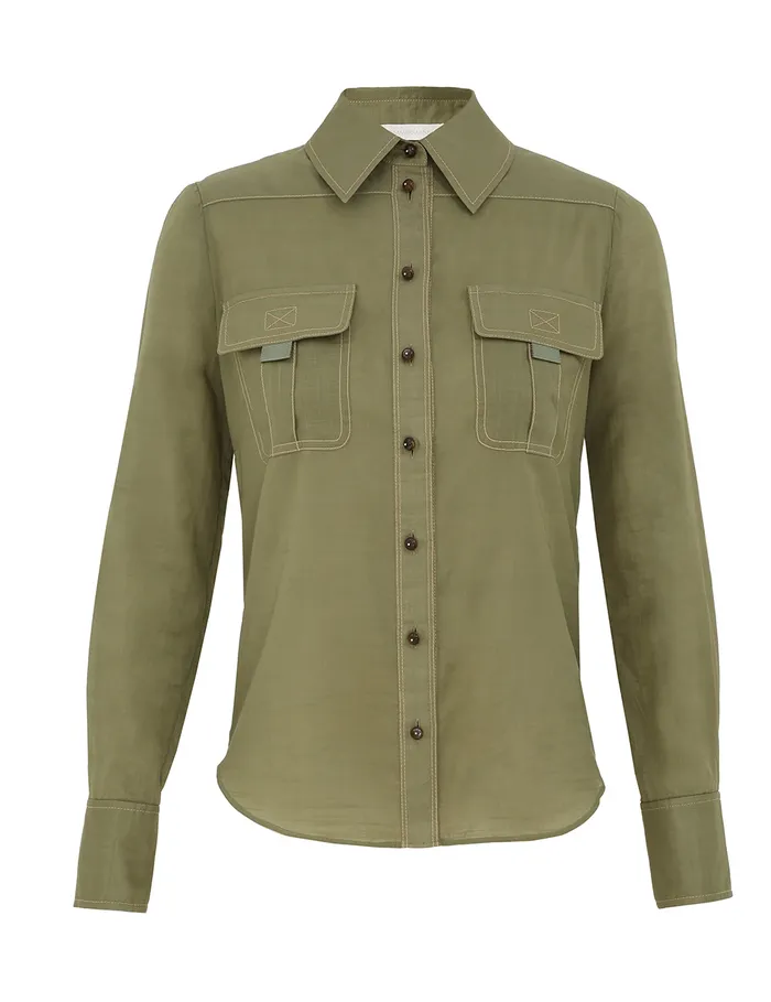Women Zimmermann Clothing Wylie Body Shirt Olive