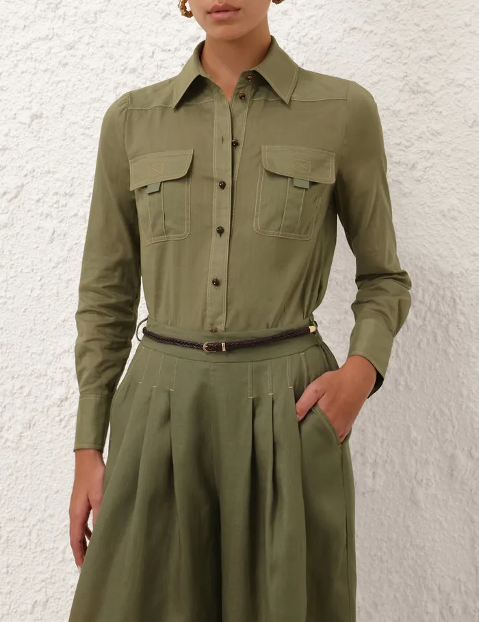 Women Zimmermann Clothing Wylie Body Shirt Olive