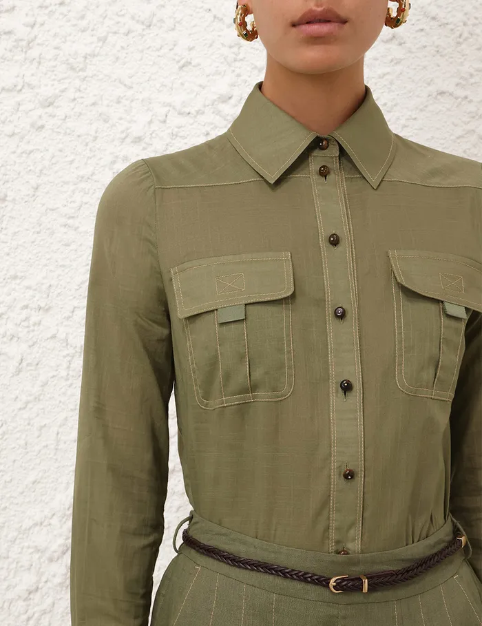 Women Zimmermann Clothing Wylie Body Shirt Olive