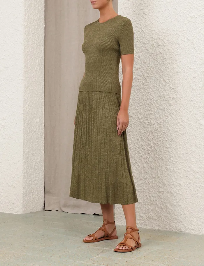 Women Zimmermann Clothing Wylie Rib TShirt Dusty Olivegold