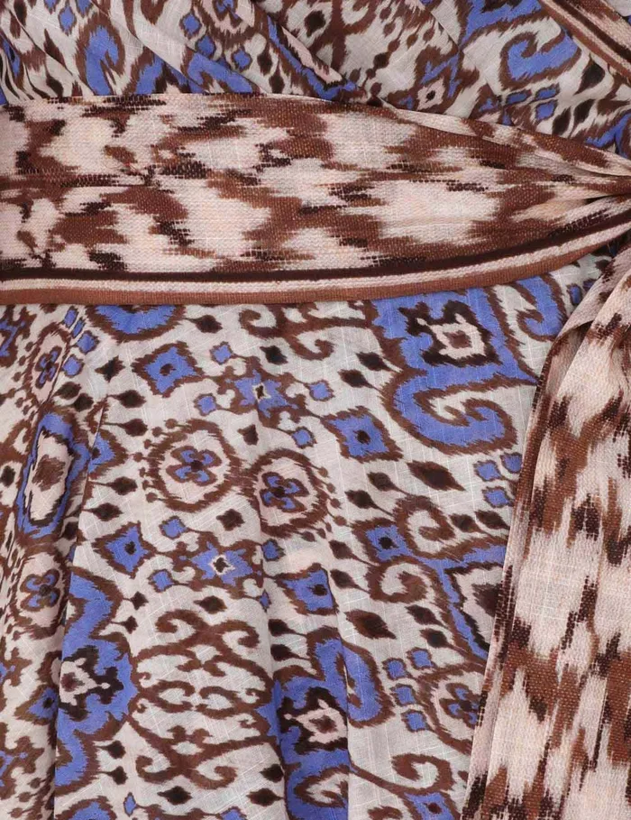 Women Zimmermann Clothing Wylie Wrap Midi Dress Cornflower Ikat