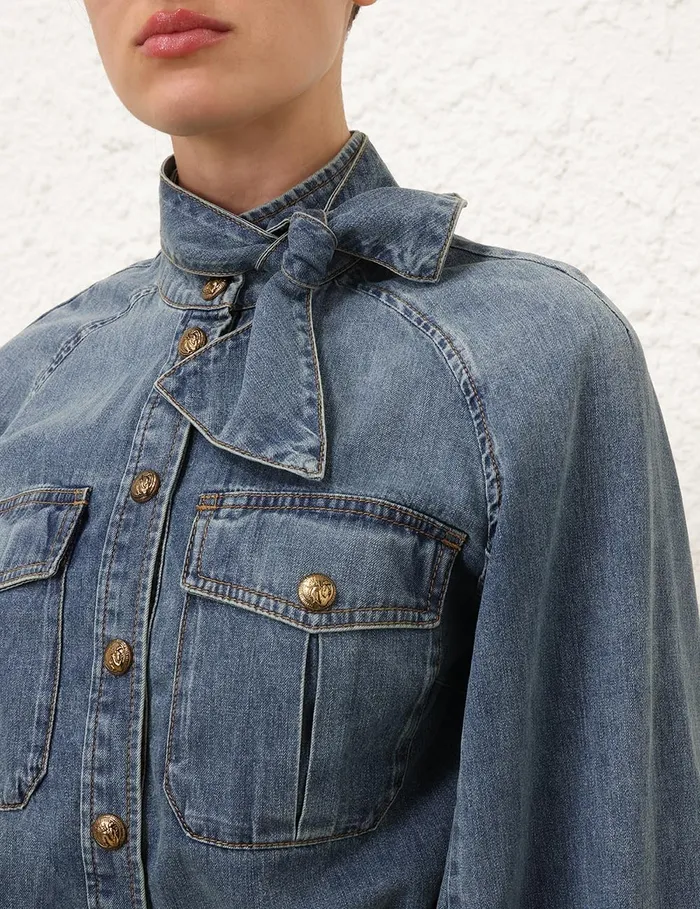 Women Zimmermann Denim Illustration Raglan Shirt Neptune