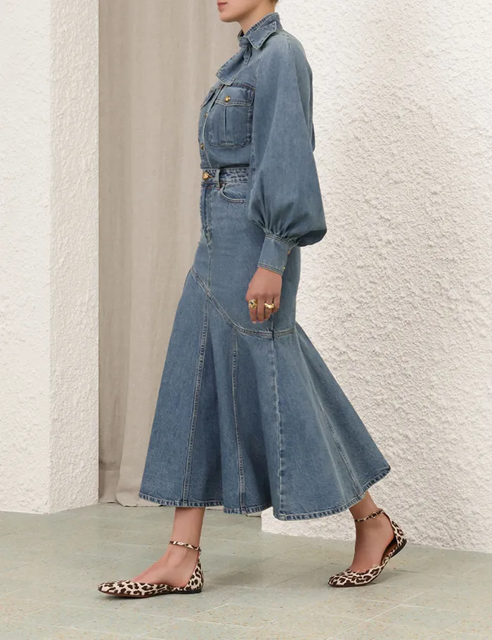 Women Zimmermann Denim Illustration Raglan Shirt Neptune
