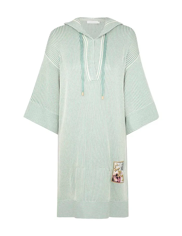 Women Zimmermann Dresses and Coverups Acacia Stripe Hooded Mini Greencream