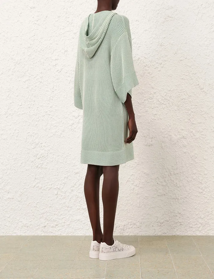 Women Zimmermann Dresses and Coverups Acacia Stripe Hooded Mini Greencream