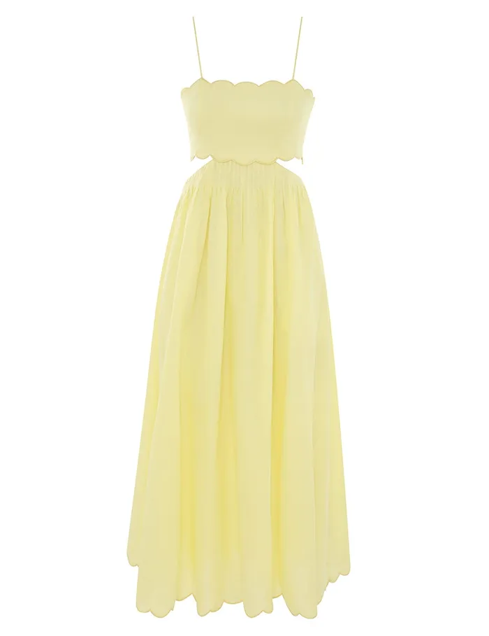 Women Zimmermann Dresses and Coverups Halliday Scallop Midi Dress Yellow
