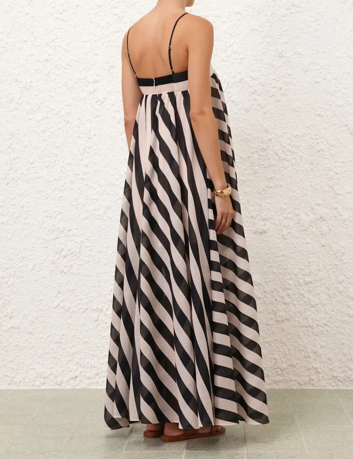 Women Zimmermann Dresses and Coverups Maxine Stripe Maxi Dress Blackcream Stripe