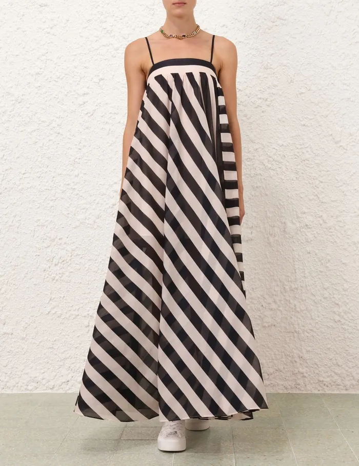 Women Zimmermann Dresses and Coverups Maxine Stripe Maxi Dress Blackcream Stripe