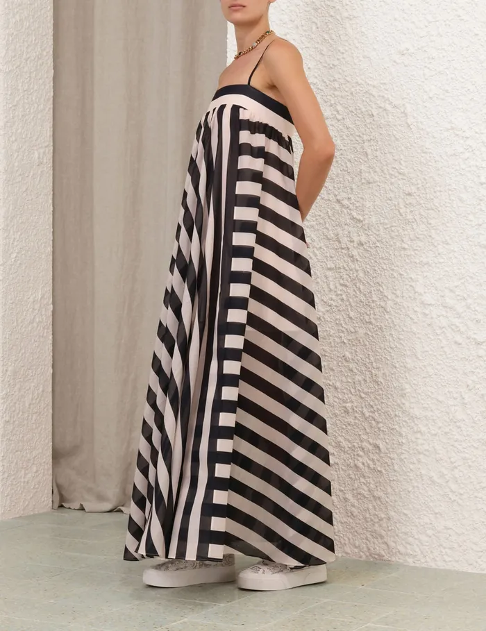 Women Zimmermann Dresses and Coverups Maxine Stripe Maxi Dress Blackcream Stripe