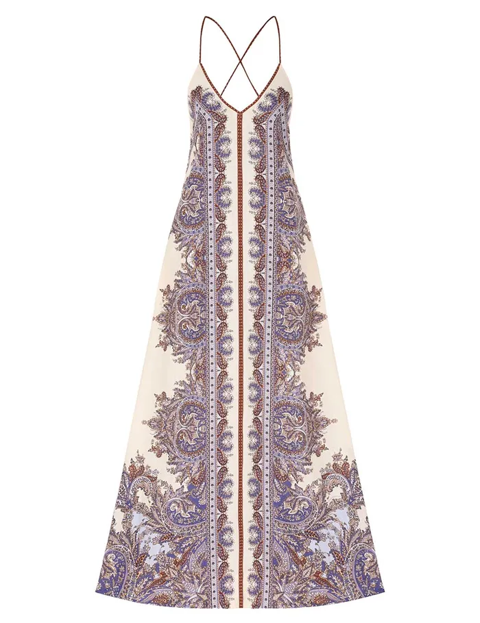 Women Zimmermann Dresses and Coverups Ottie ALine Maxi Dress Purple Paisley
