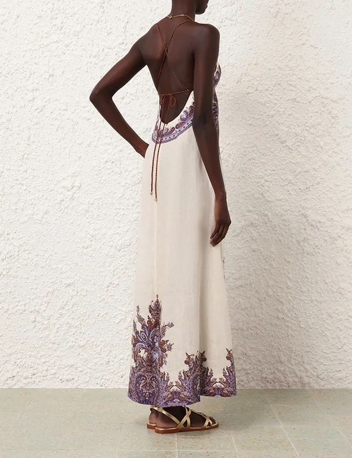 Women Zimmermann Dresses and Coverups Ottie ALine Maxi Dress Purple Paisley