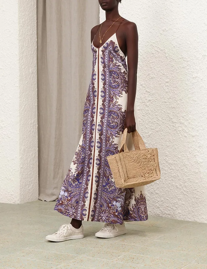 Women Zimmermann Dresses and Coverups Ottie ALine Maxi Dress Purple Paisley