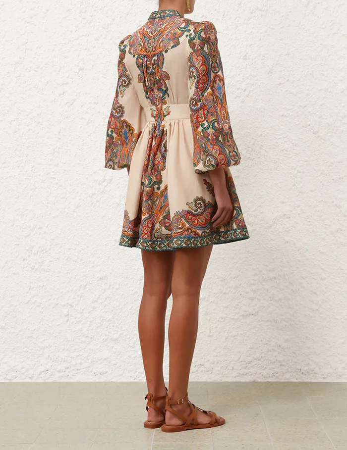Women Zimmermann Dresses and Coverups Ottie Plunge Mini Dress Multi Paisley