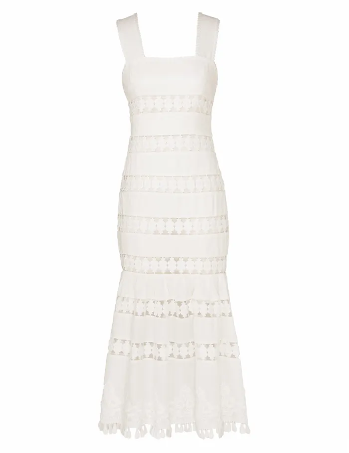 Women Zimmermann Dresses and Coverups Pop Trimmed Midi Dress Ivory