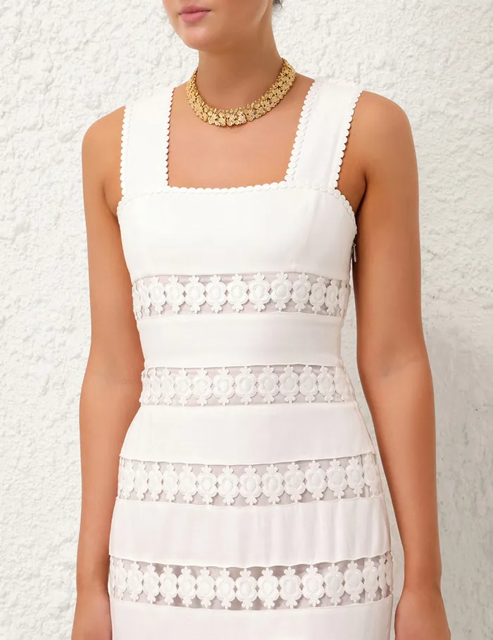 Women Zimmermann Dresses and Coverups Pop Trimmed Midi Dress Ivory