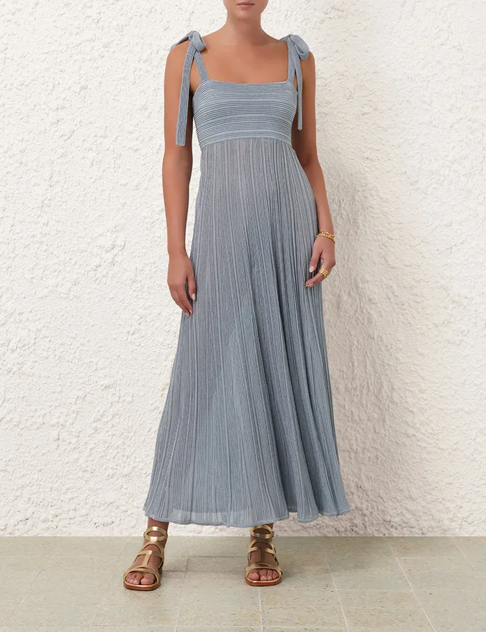 Women Zimmermann Dresses and Coverups Waverly Metallic Tie Dress Blue