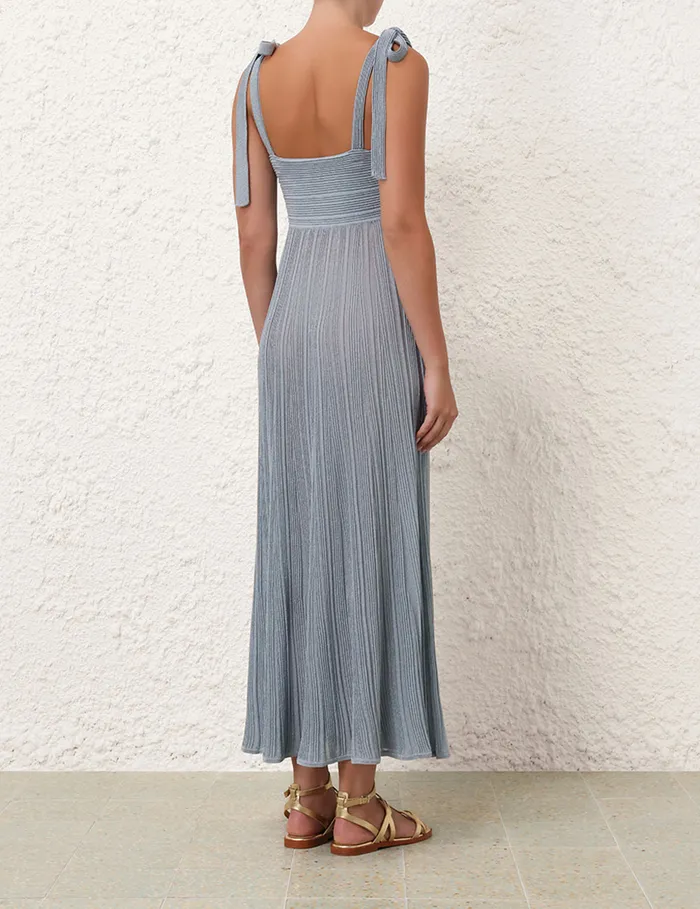 Women Zimmermann Dresses and Coverups Waverly Metallic Tie Dress Blue