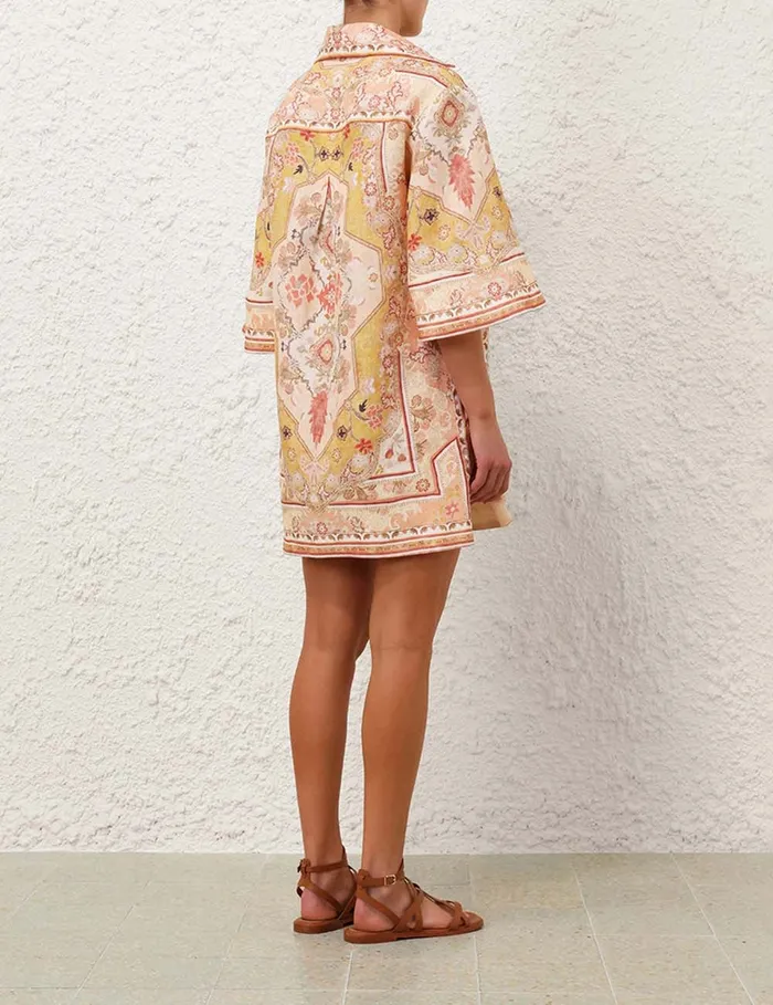 Women Zimmermann Dresses and Coverups Wylie Tunic Dress Mustard Multi