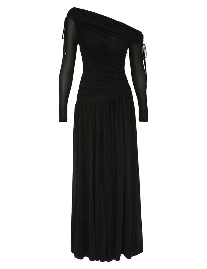 Women Zimmermann Dresses Crush Asymmetrical Midi Dress Black