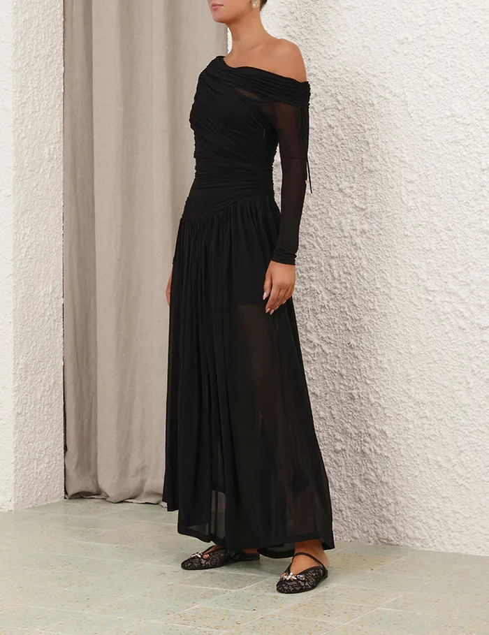 Women Zimmermann Dresses Crush Asymmetrical Midi Dress Black