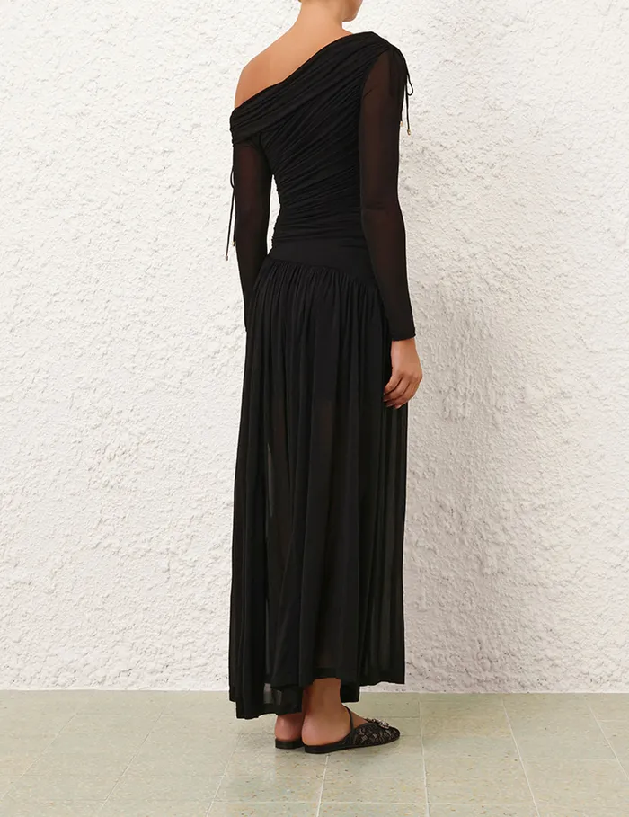 Women Zimmermann Dresses Crush Asymmetrical Midi Dress Black