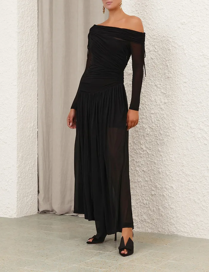 Women Zimmermann Dresses Crush Asymmetrical Midi Dress Black