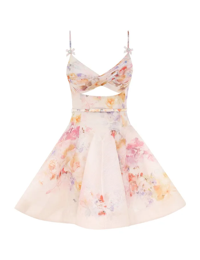 Women Zimmermann Dresses Crush Twist Front Mini Dress Multi Floral