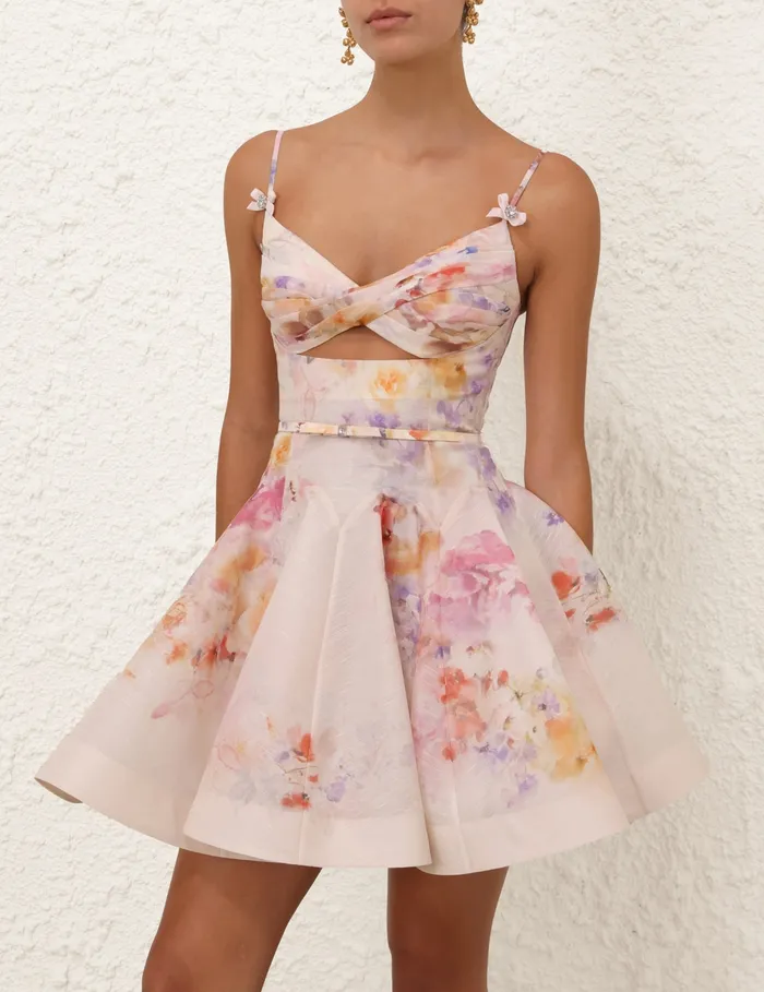 Women Zimmermann Dresses Crush Twist Front Mini Dress Multi Floral