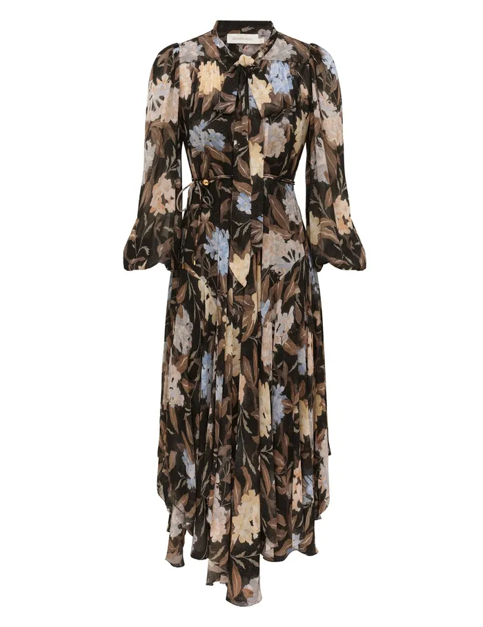 Women Zimmermann Dresses Eden Handkerchief Dress Black Inca Lily