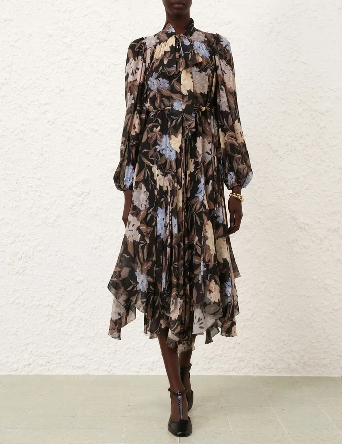 Women Zimmermann Dresses Eden Handkerchief Dress Black Inca Lily