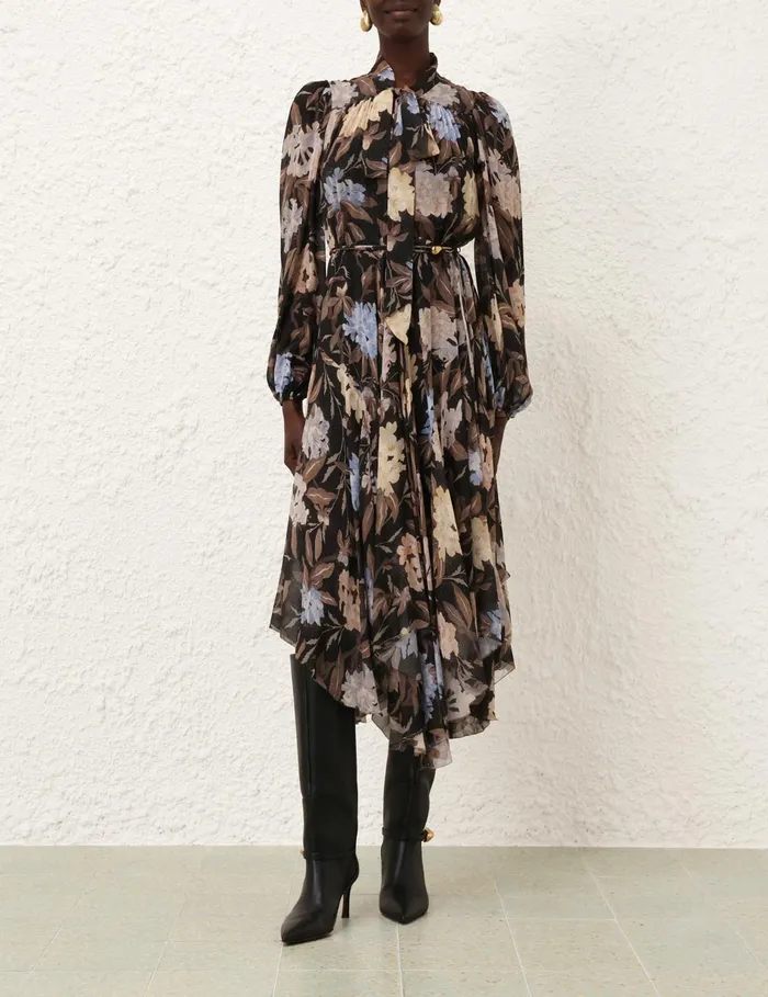Women Zimmermann Dresses Eden Handkerchief Dress Black Inca Lily