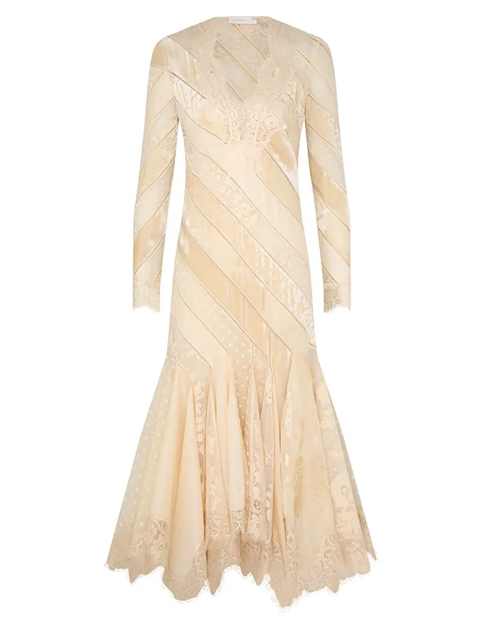 Women Zimmermann Dresses Eden V Neck Spliced Gown Cream