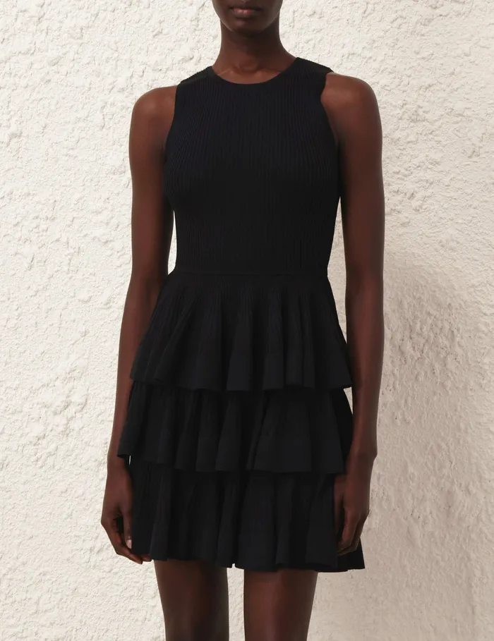 Women Zimmermann Dresses Illustration Ruffled Mini Black