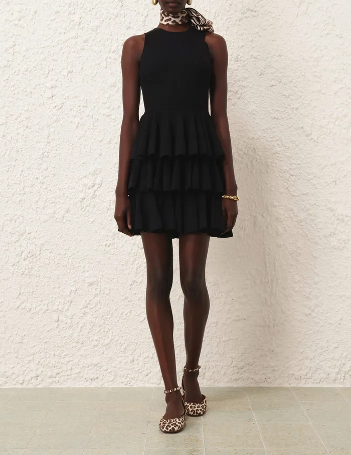 Women Zimmermann Dresses Illustration Ruffled Mini Black
