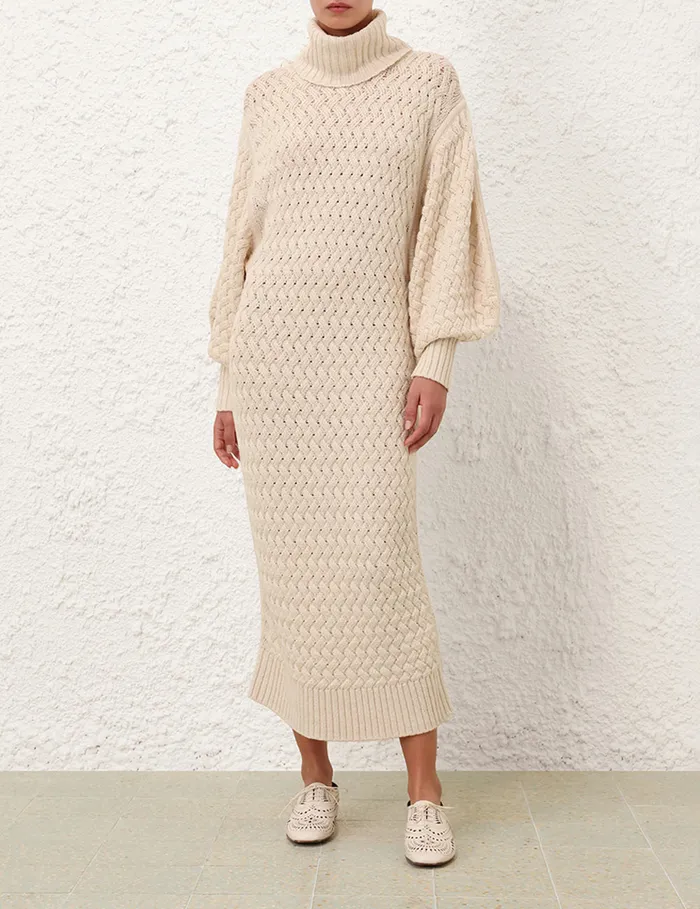 Women Zimmermann Dresses Illustration Textured Dress Cream