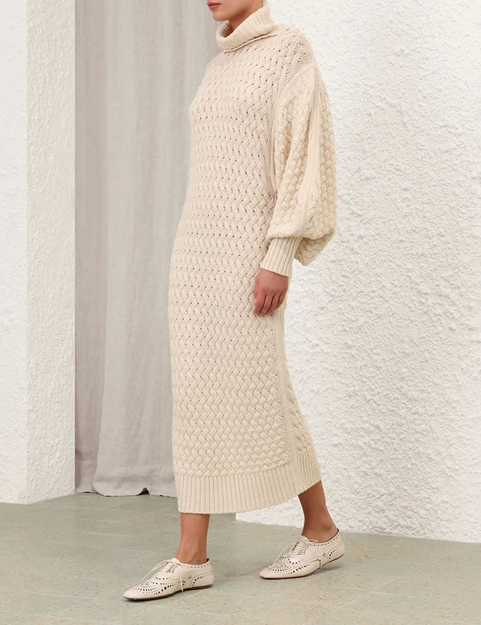 Women Zimmermann Dresses Illustration Textured Dress Cream