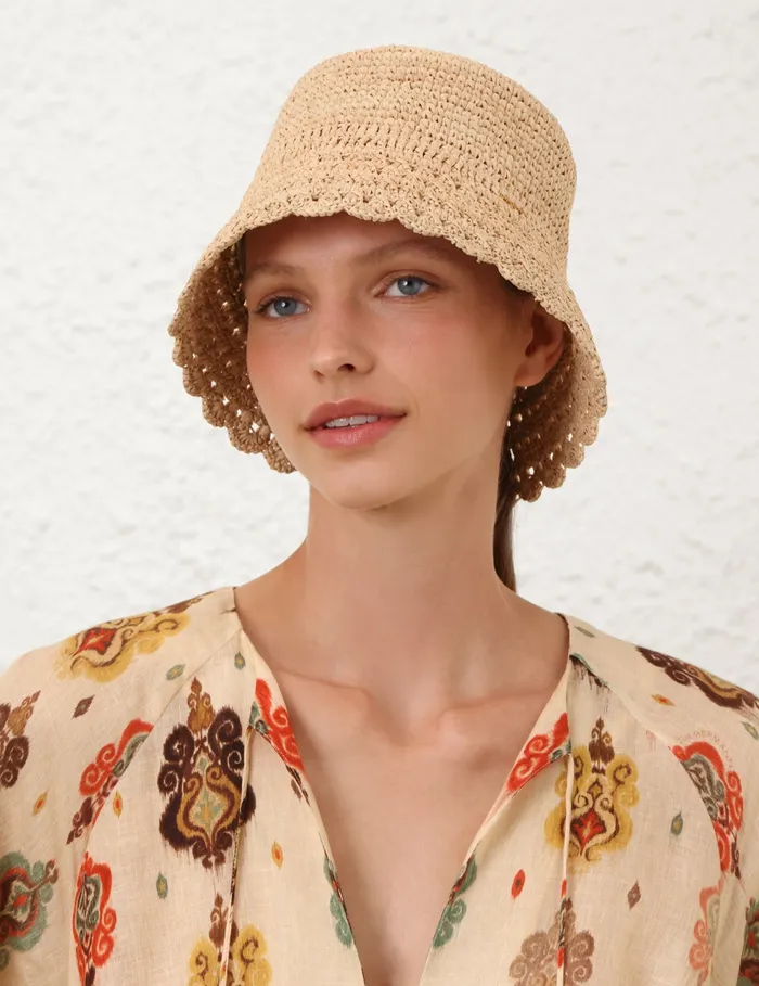 Women Zimmermann Hats Raffia Bucket Hat Natural