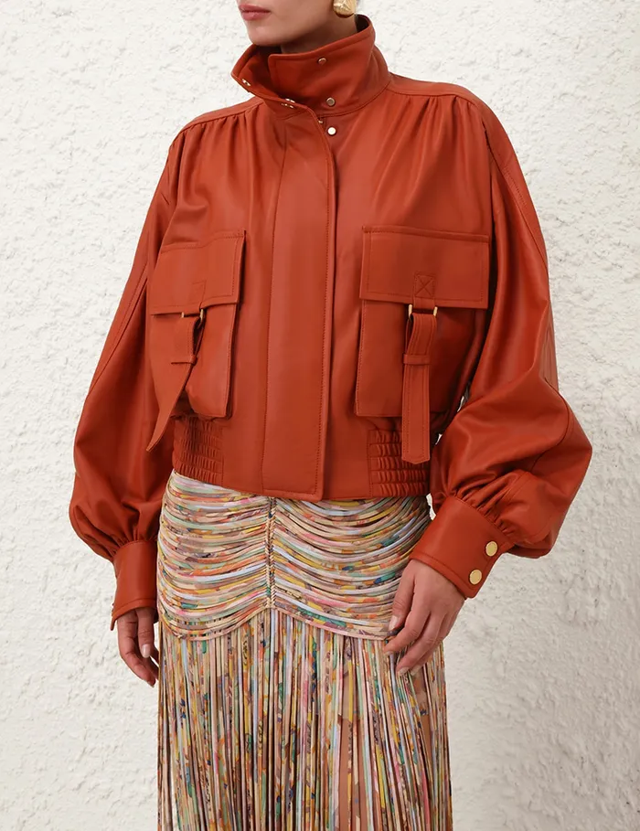 Women Zimmermann Jackets and Coats Illustration Biker Jacket Spice