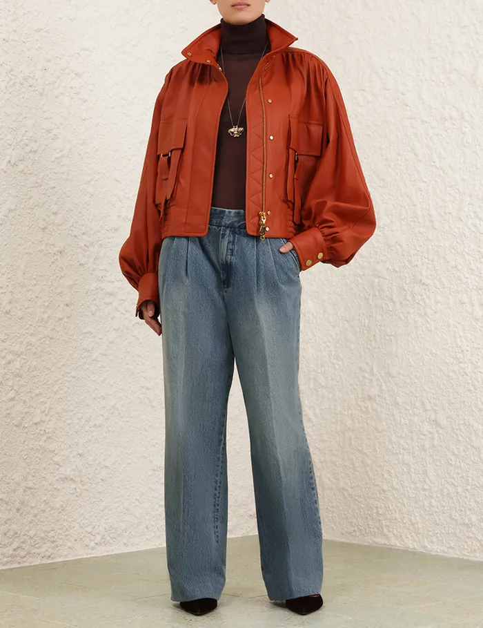 Women Zimmermann Jackets and Coats Illustration Biker Jacket Spice