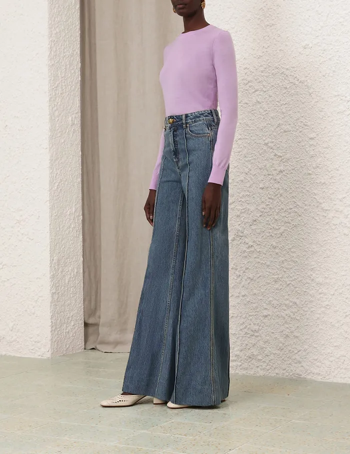 Women Zimmermann Knitwear Classic Crew Neck Sweater Lilac