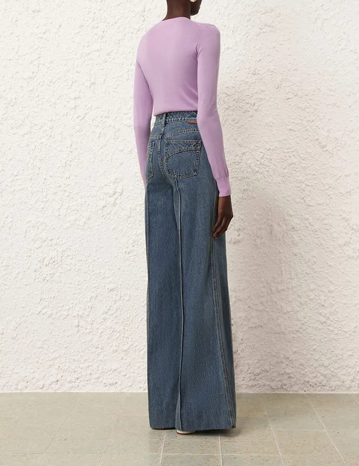 Women Zimmermann Knitwear Classic Crew Neck Sweater Lilac