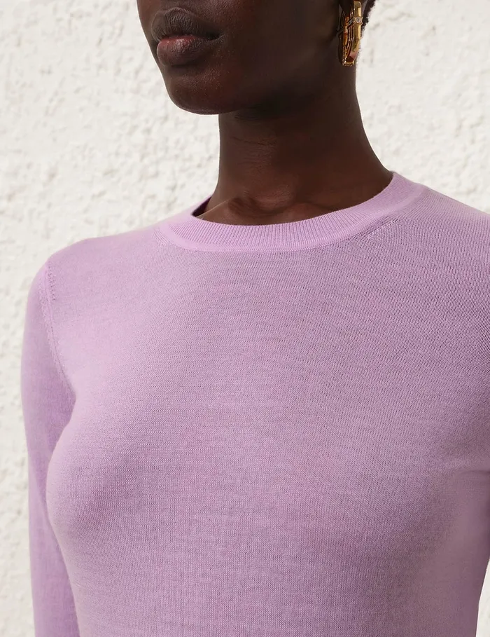 Women Zimmermann Knitwear Classic Crew Neck Sweater Lilac