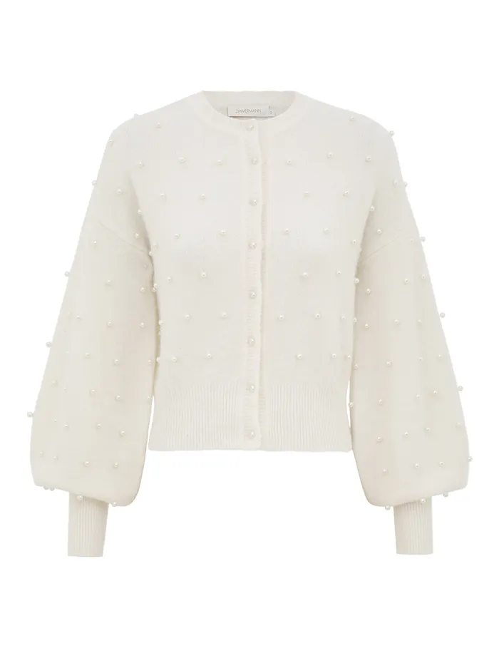 Women Zimmermann Knitwear Crush Beaded Cardigan Ivorypearl