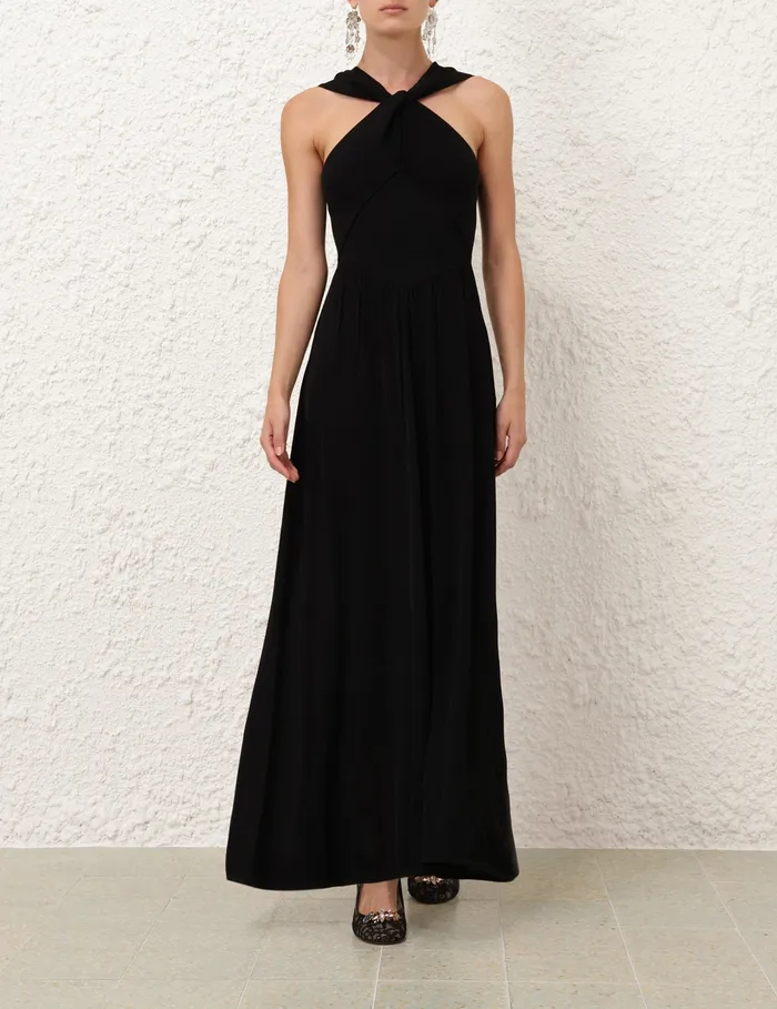 Women Zimmermann Knitwear Crush Halter Neck Midi Dress Black