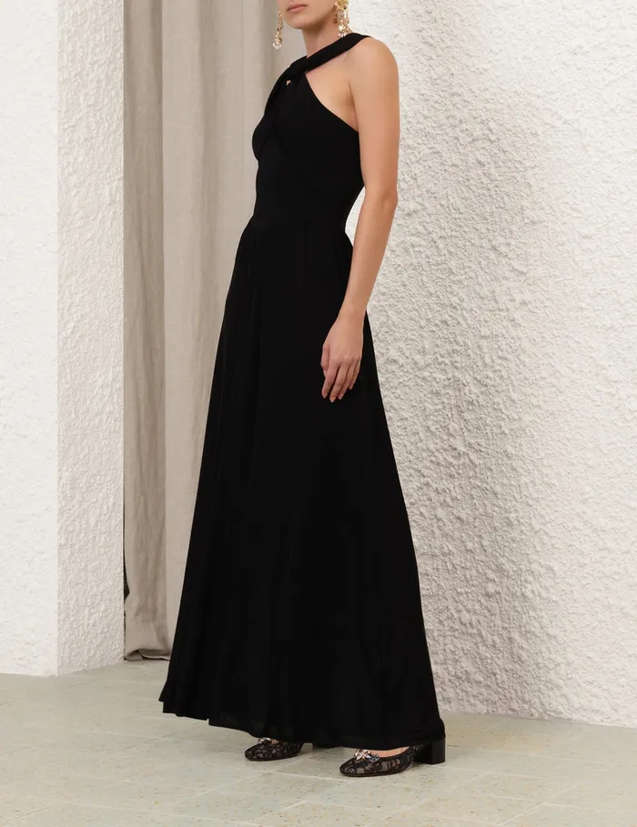 Women Zimmermann Knitwear Crush Halter Neck Midi Dress Black