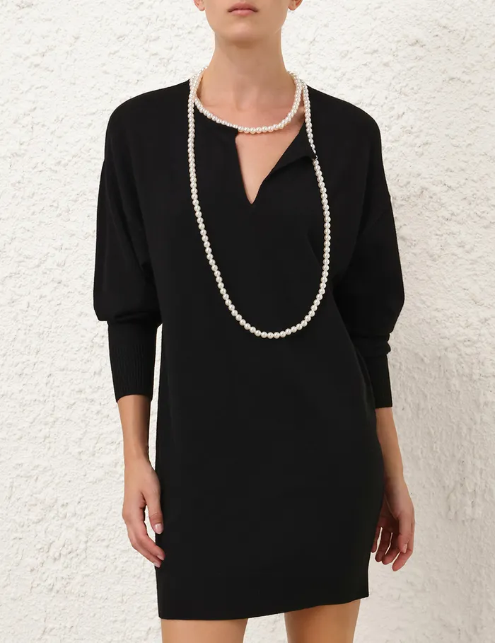 Women Zimmermann Knitwear Crush Necklace Mini Dress Black