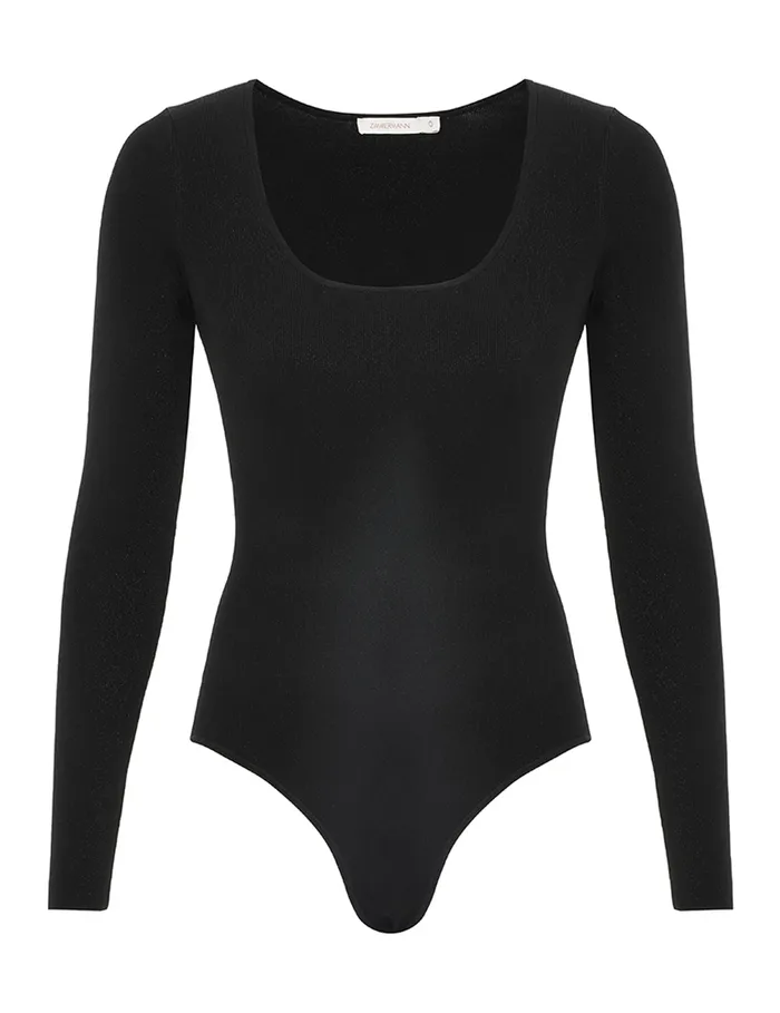Women Zimmermann Knitwear Illustration Knit Bodysuit Black