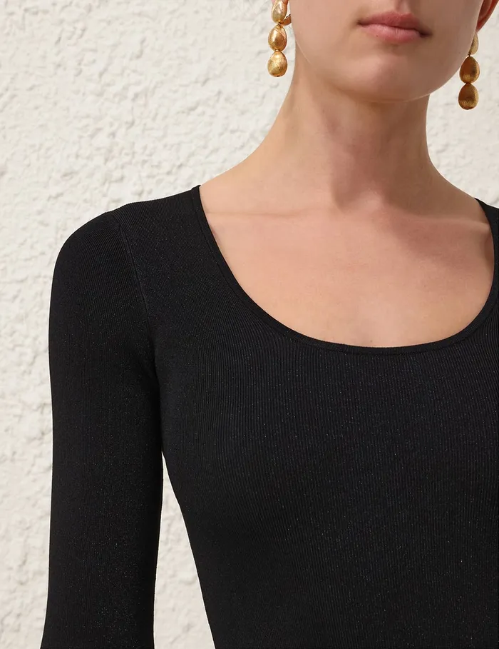 Women Zimmermann Knitwear Illustration Knit Bodysuit Black