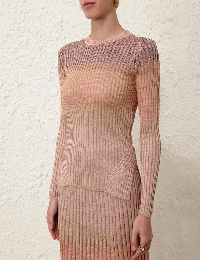Women Zimmermann Knitwear Illustration Mouline Top Pink Multi