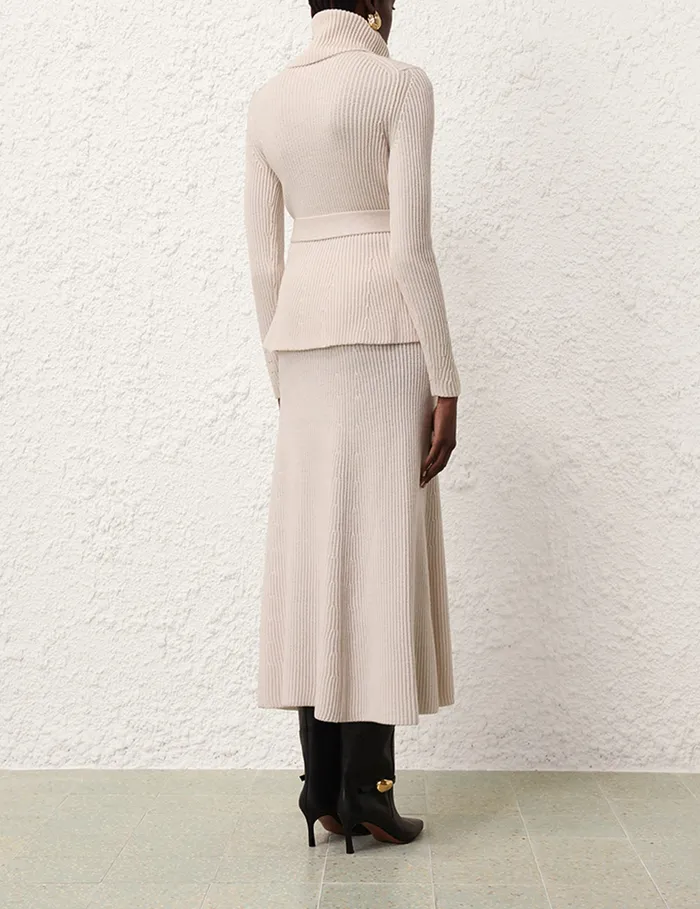 Women Zimmermann Knitwear Illustration Peplum Sweater Cream